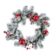 image 1 of Homescapes Frosted Large Artificial Fir Branch Christmas Wreath with Red Baubles, 19 Inch