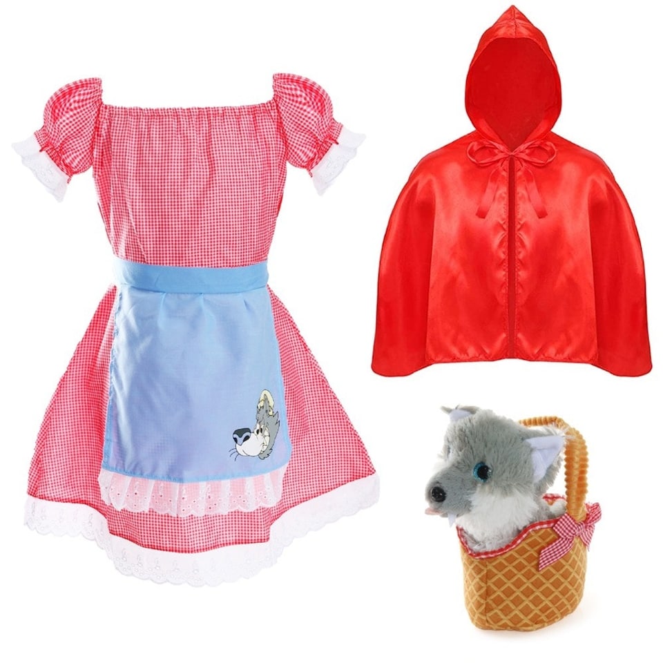 image 1 of Little Red Riding Hood Costume - with Soft Basket & Wolf Red | M
