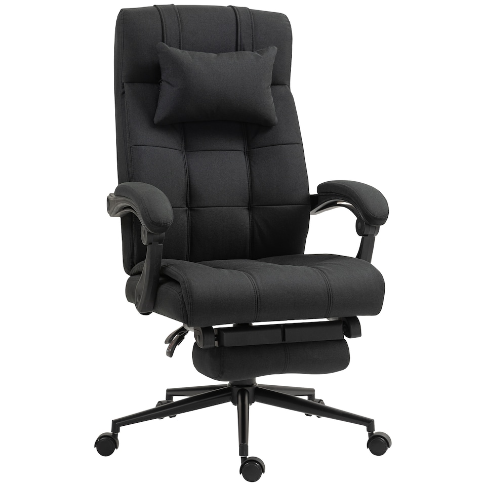 image 1 of Vinsetto Office Chair, Computer Chair with Adjustable Height, Head Pillow, Footrest for Home, Black