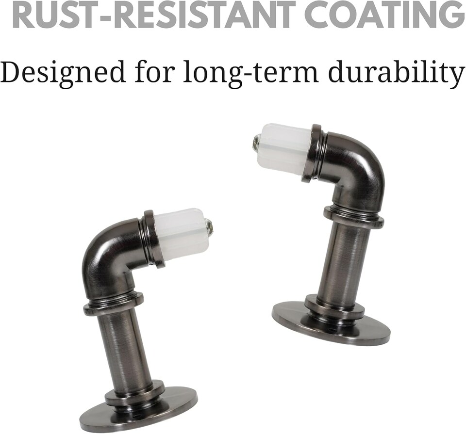 image 1 of Lister Cartwright 25mm Black Nickle Industrial Pipe Extendable Curtain Pole Heavy Duty Metal Curtain Rod with Rings(120-210 cm)