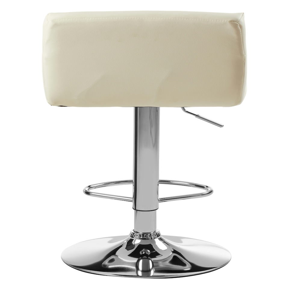 image 1 of Interiors By Premier Sleek White Seat Bar Stool With Chrome Base, Comfortable Bar Chair, Adjustable Height Modern Bar Stool