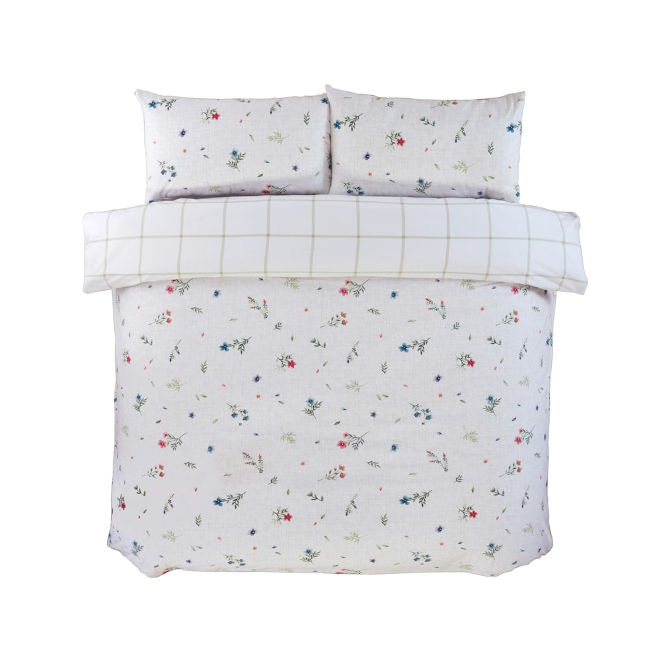image 1 of Meadow Brushed Cotton Reversible Duvet Cover Set with Pillowcase | Multi | Not provided | 1