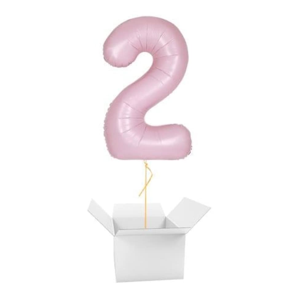 Matte Lovely Pink Number 2 Helium Foil Giant Balloon - Inflated Balloon in a Box Pink