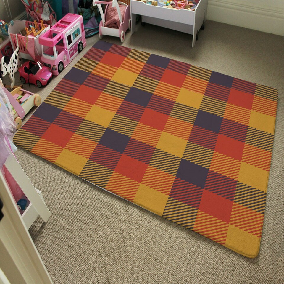 image 1 of Orange Check Pattern (Rug) Orange | XL: 160x230cm