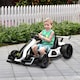 image 2 of HOMCOM 24V Electric Go Kart for Kids, Ride On Racing Kart with Adjustable Seat, Battery Powered Drifting Ride On Car with Music, Light, Slow Start, Button Start, Horn, for 6-12 Years, White