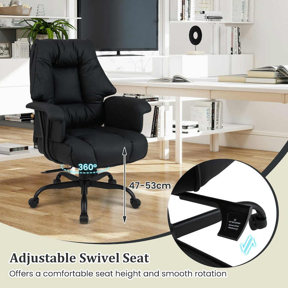 image 1 of COSTWAY PU Leather Computer Chair Ergonomic Office Chair Black