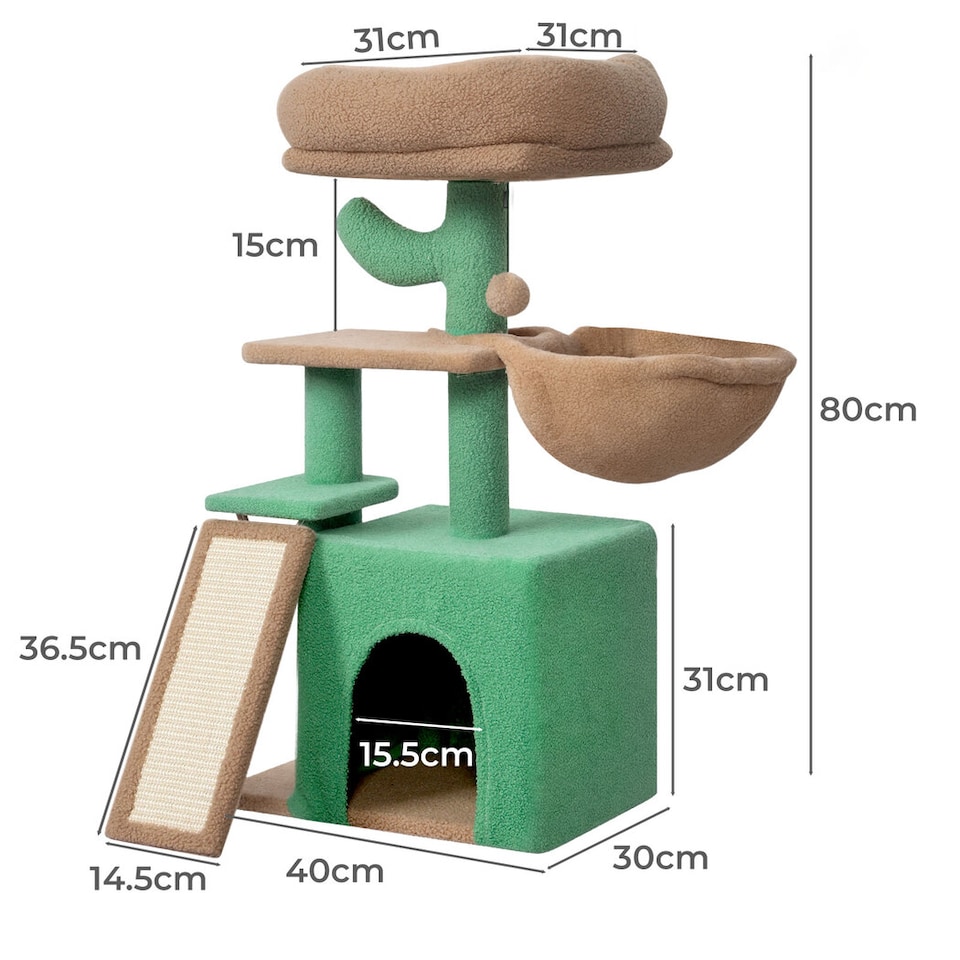 image 1 of Skylos Multi-Level Cat Tree Tower with Condo Hammock Plush Activity Centre
