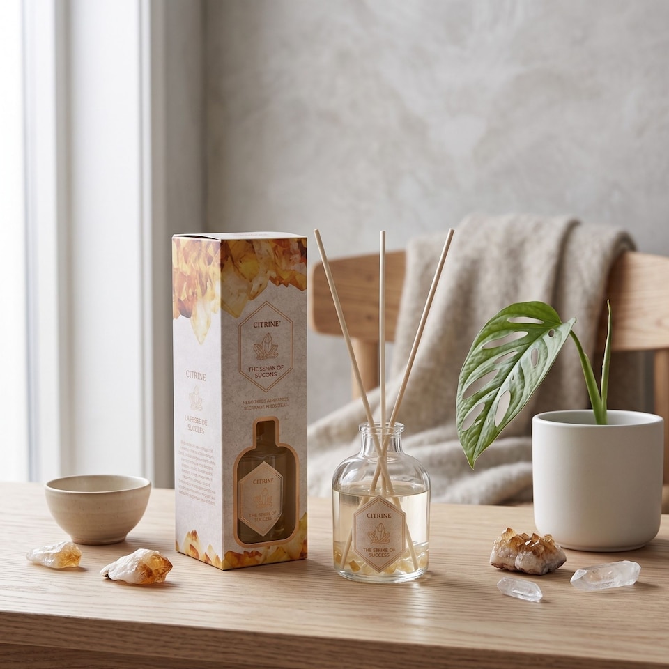 image 1 of Homescapes Citrine Crystal Reed Diffuser – Summer Garden Scent