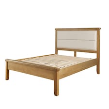 Holcombe Solid Wood King Size Bed Frame Wooden Slats Bedroom Smoked Oak
