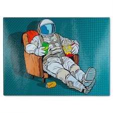 loneliness in space. Pop art retro Designer Glass Chopping Board | Multi