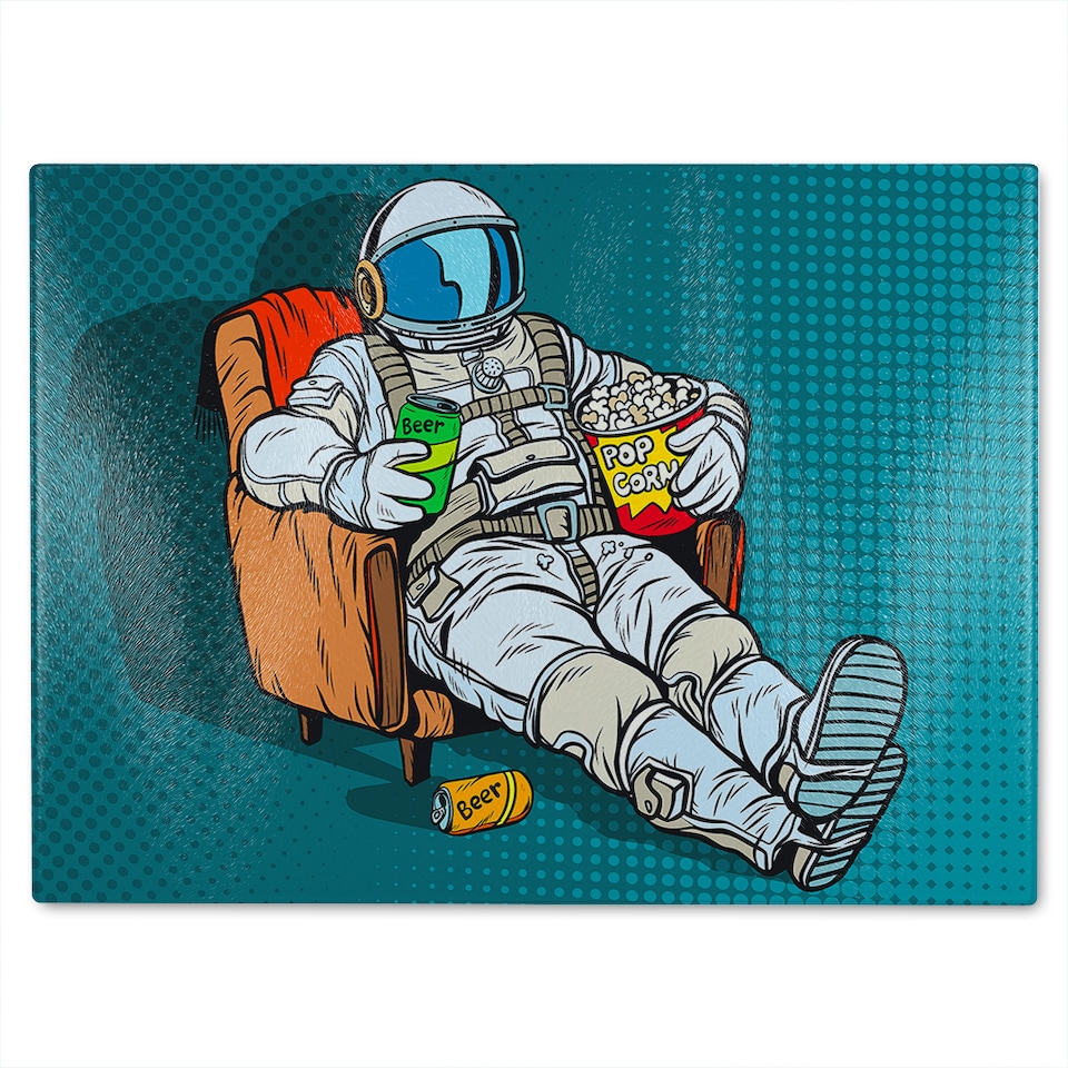 image 1 of loneliness in space. Pop art retro Designer Glass Chopping Board | Multi