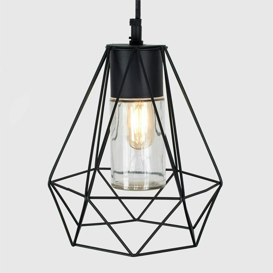 image 1 of ValueLights Diablo Matte Black Pendant Light and E27 Radio Valve LED 4W Warm White 2700K Bulb