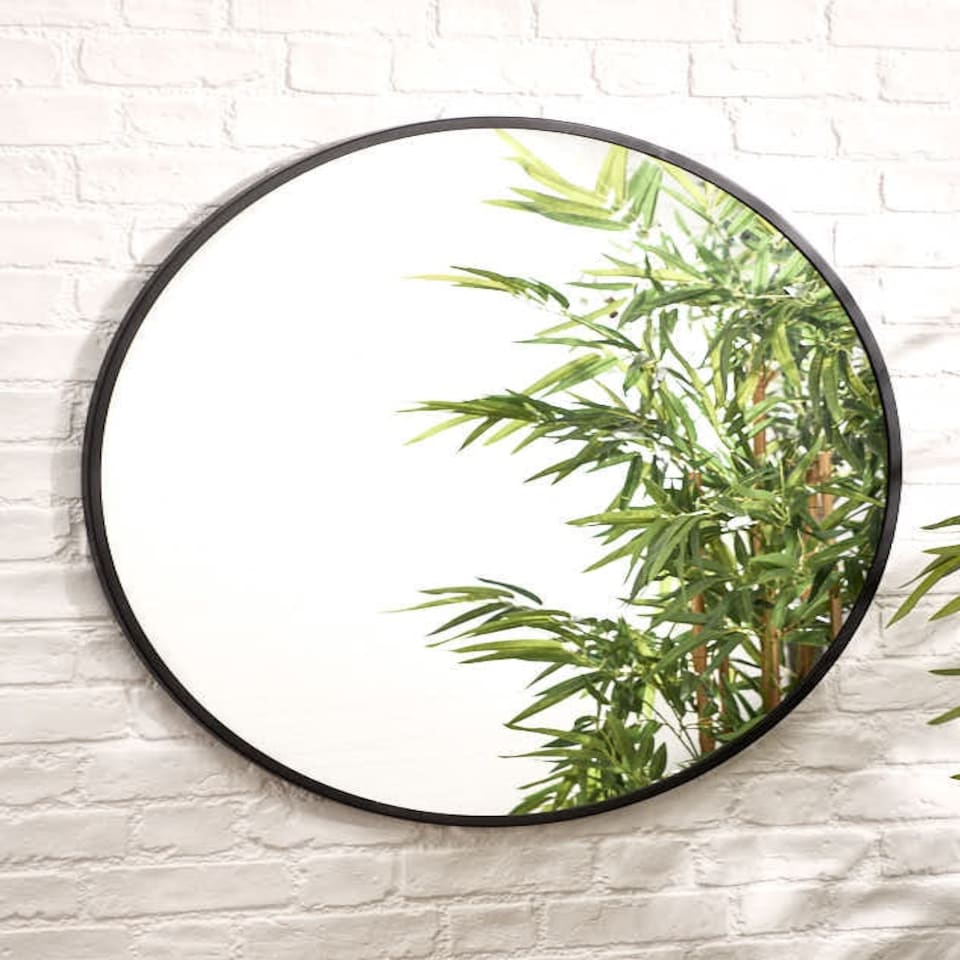 image 1 of Contemporary Circular Outdoor Mirror Black