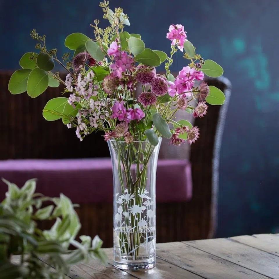 image 1 of Vase: 25cm Dartington Crystal Marguerite Bloom Vase, Crystal Glass | Clear
