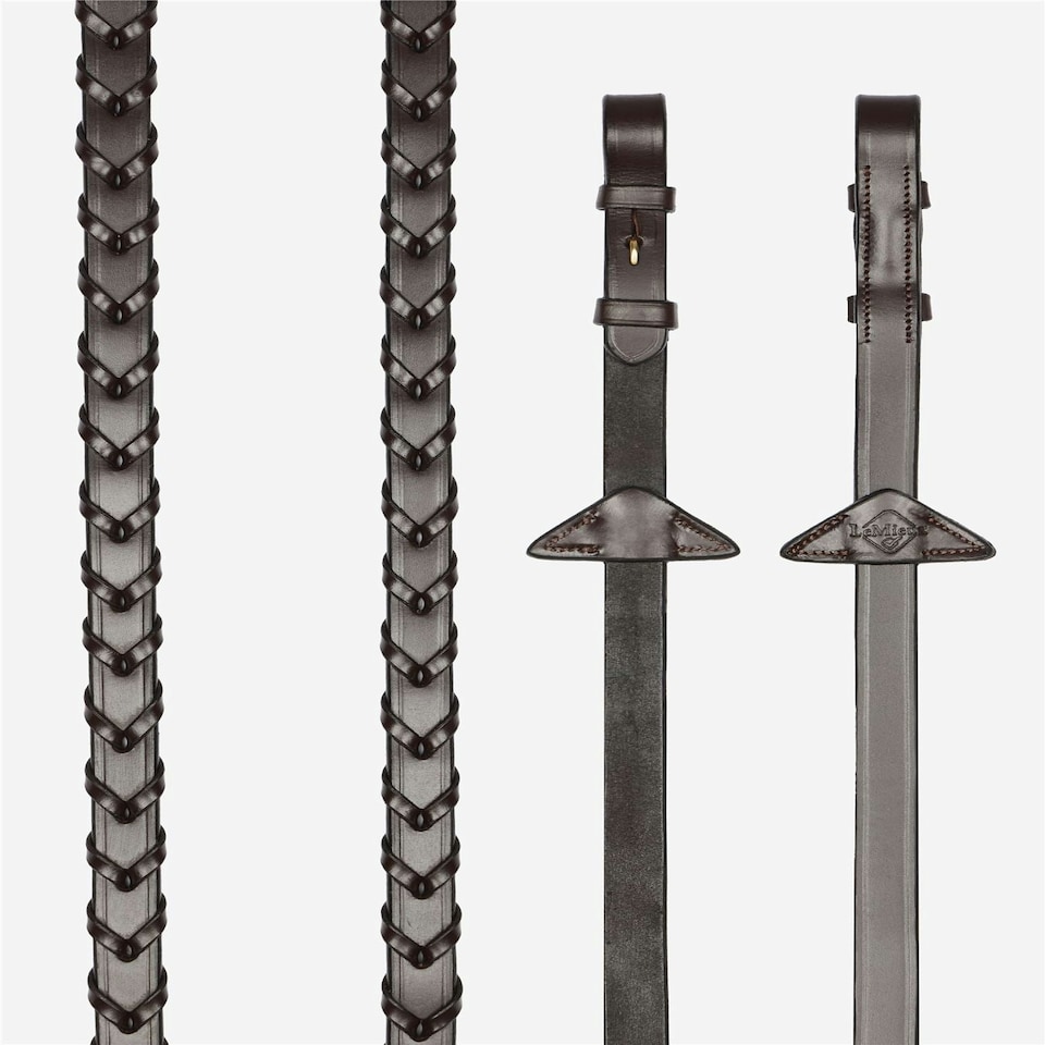 image 1 of LeMieux Leather Laced Reins Brown | Cob