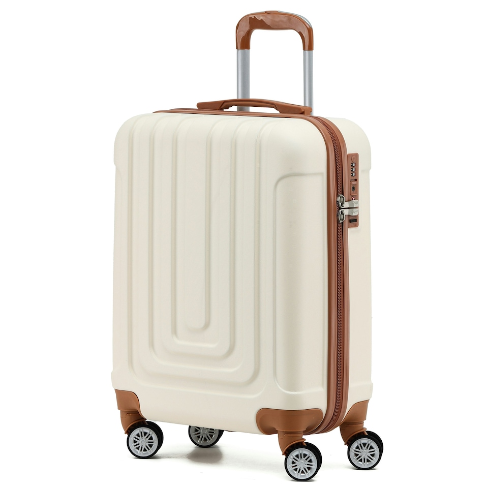 image 1 of Flight Knight Premium Hard Shell Lightweight Cabin Suitcase - 8 Wheels - TSA Lock & USB Port - 100 Airlines Approved Including Ryanair Priority - 55x40x20cm Cream | Cream | Cabin Bag