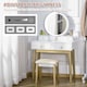 image 4 of HOMCOM Dressing Table Set with Mirror, Built-in 3 Color LED Light, Vanity Makeup Table with 4 Drawers and Cushioned Stool for Bedroom, White