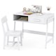 image 1 of COSTWAY Kids Desk and Chair Set with Drawer White