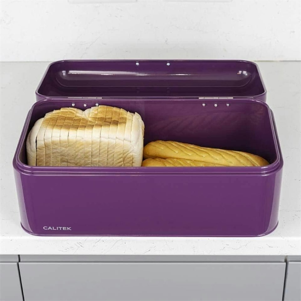 image 1 of CALITEK Bread Bin Kitchen Counter Vintage Style Coated Carbon Steel Purple | Purple