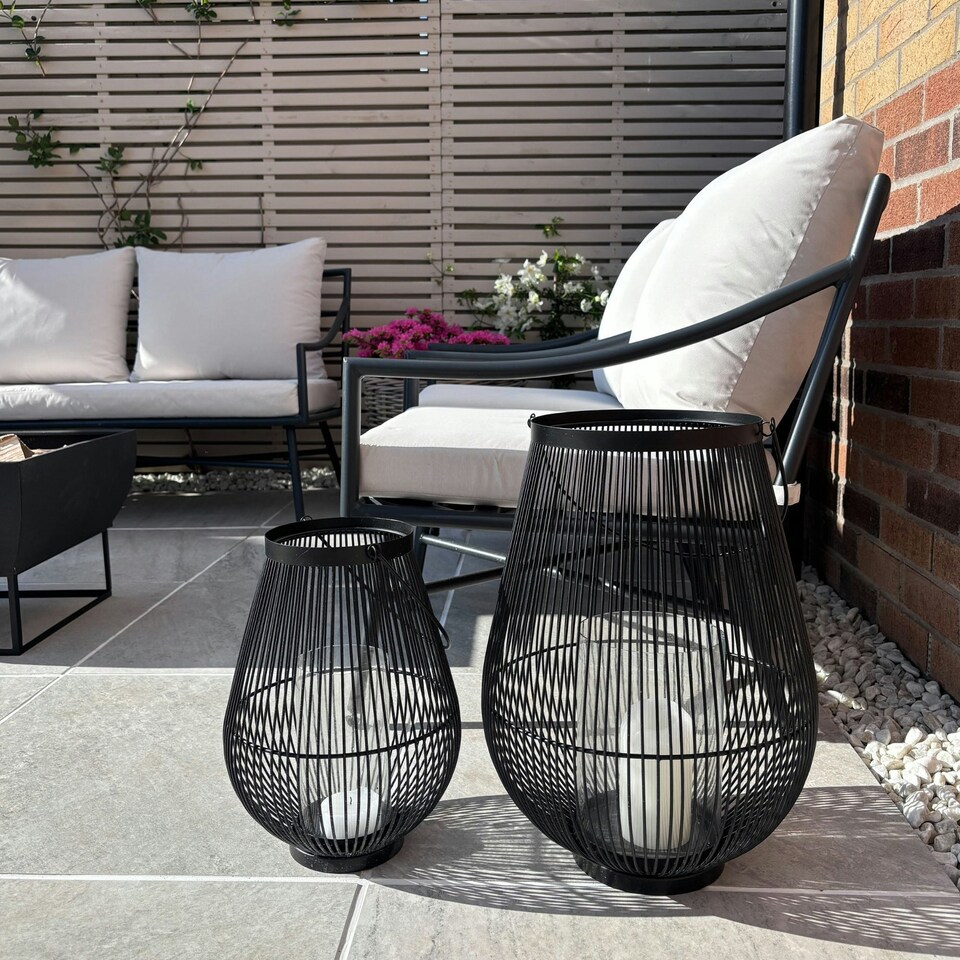 image 1 of Venere Lantern Black with Glass Insert Black