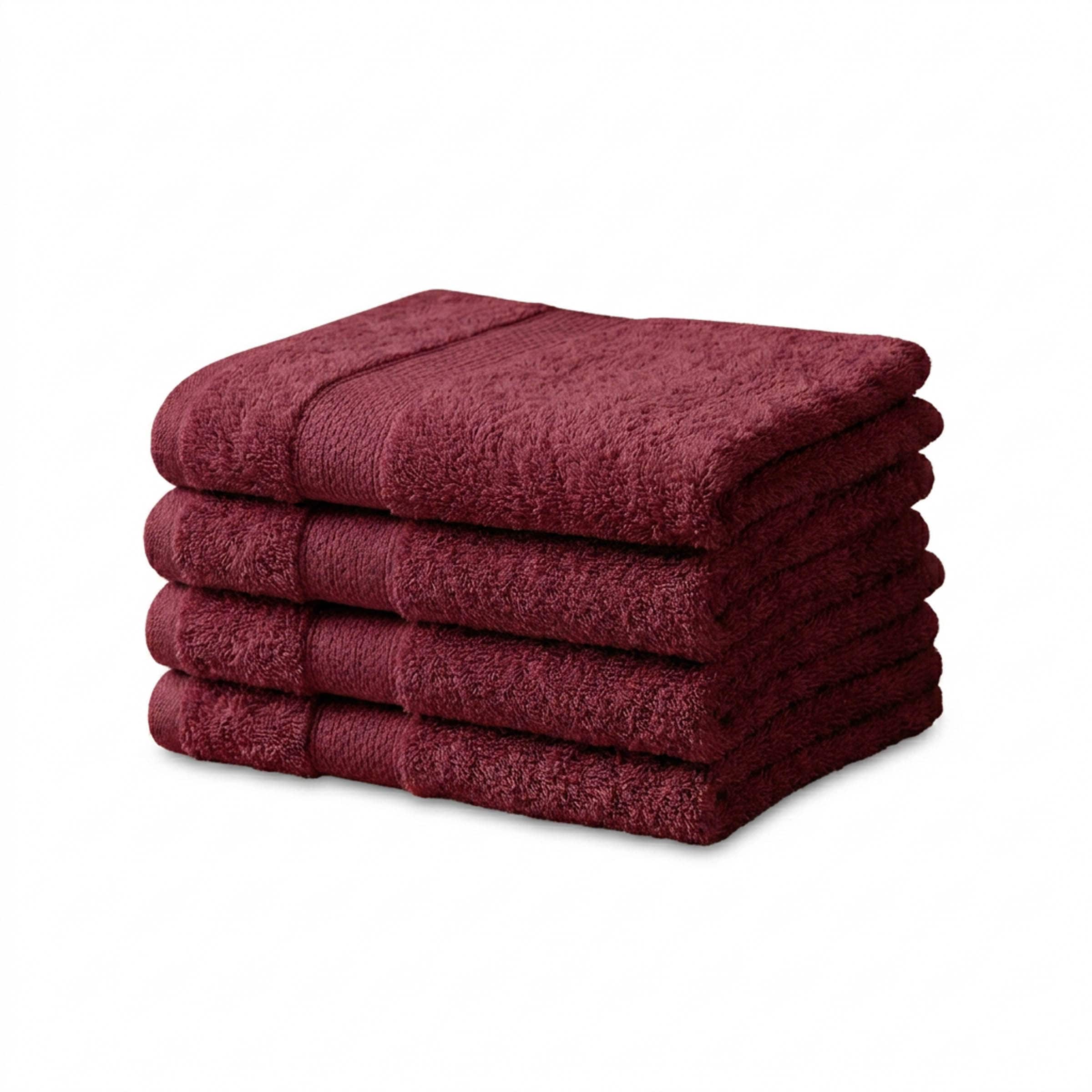 Vision V475 - 4 Pack 100% Cotton Face Cloths in Burgundy