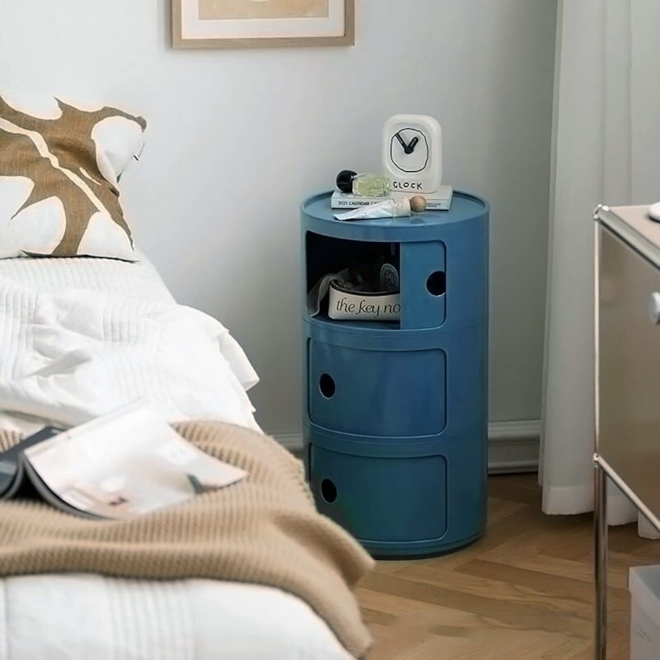 image 1 of Living and Home Cylindrical Plastic Storage Unit - Blue | Blue