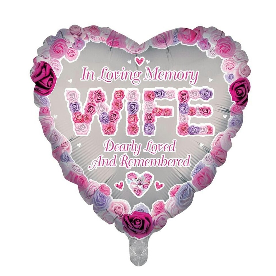 Sensations Wife Heart Foil Balloon - Grey/Pink/Purple - One Size