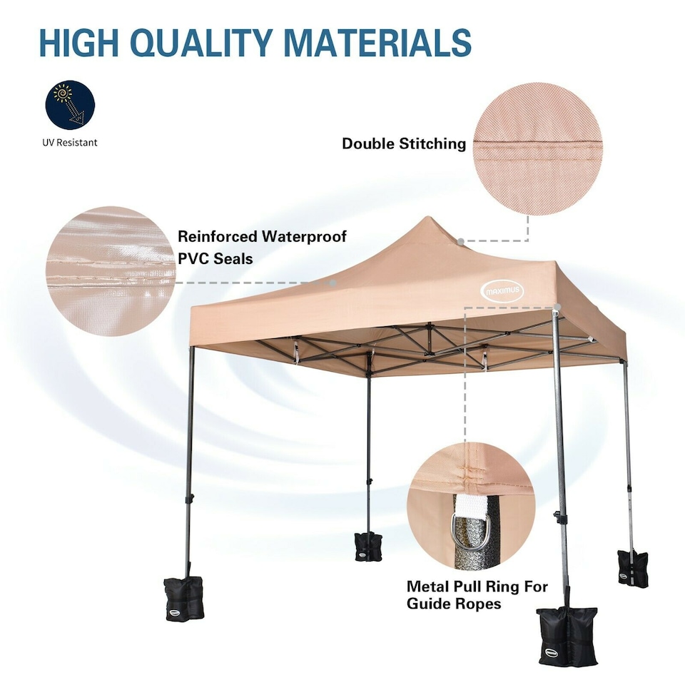 image 1 of Maximus 3x3m Heavy Duty Pop up Gazebo Marquee Outdoor Patio Canopy Tent
