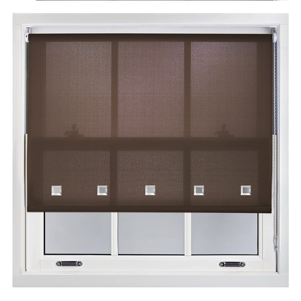 image 1 of FURNISHED Roller Blinds Daylight Square Eyelet Light Filtering Easy Fit Trimmable Window Shade | Brown | Mocha