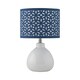 image 2 of First Choice Lighting Set of 2 Tuscan White Ceramic Lamps with Navy Blue Cut Out Shade White | Blue