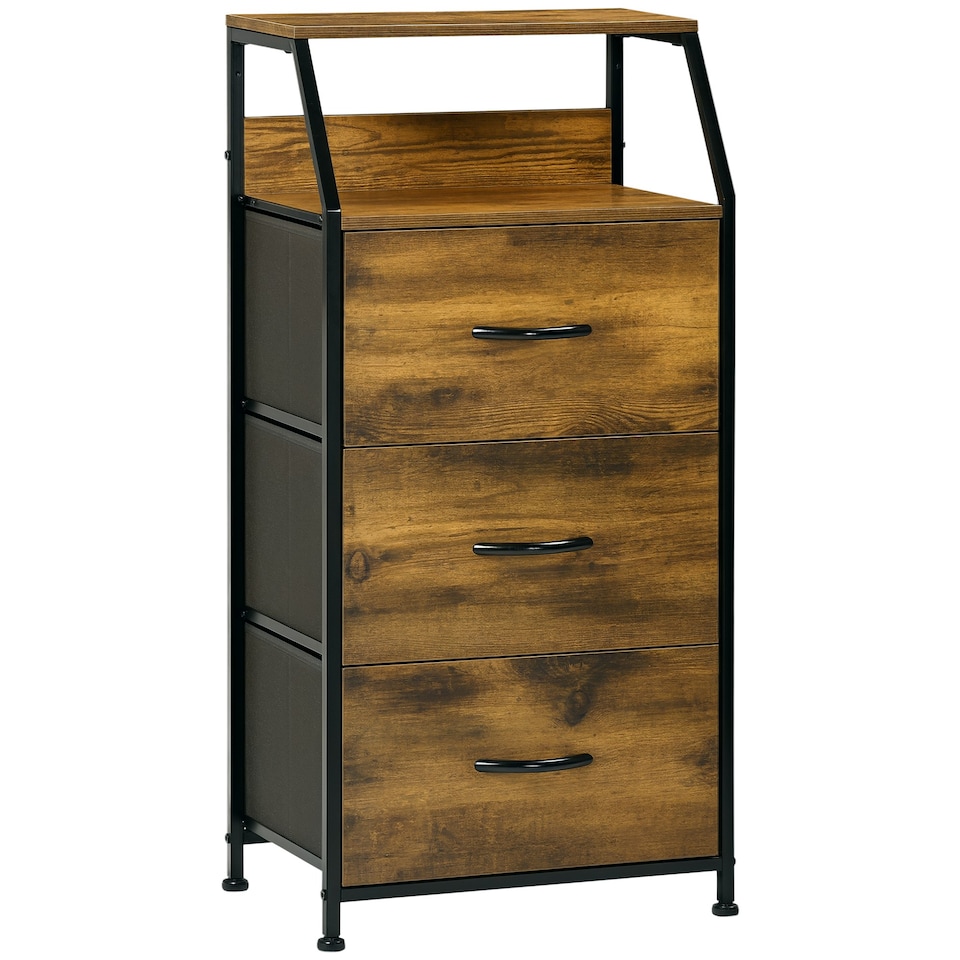 image 1 of HOMCOM Industrial 3 Drawers Storage Cabinet w/ Display Shelves for Living Room