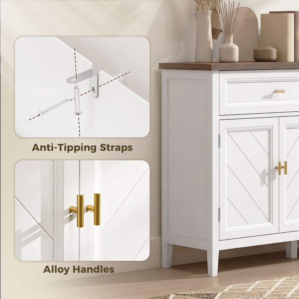 image 1 of HOMCOM Sideboard with Drawers and Adjustable Shelves, White