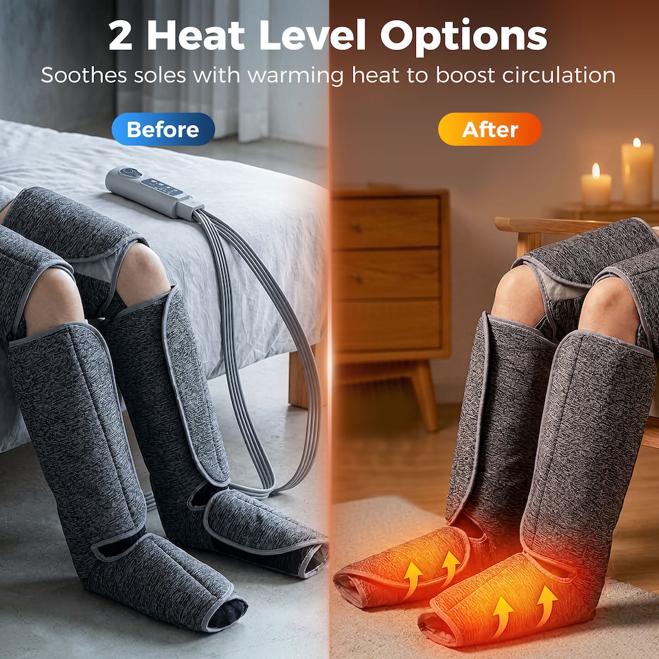image 1 of HOMCOM Leg Massagers for Pain and Circulation, Foot Massager with Heat