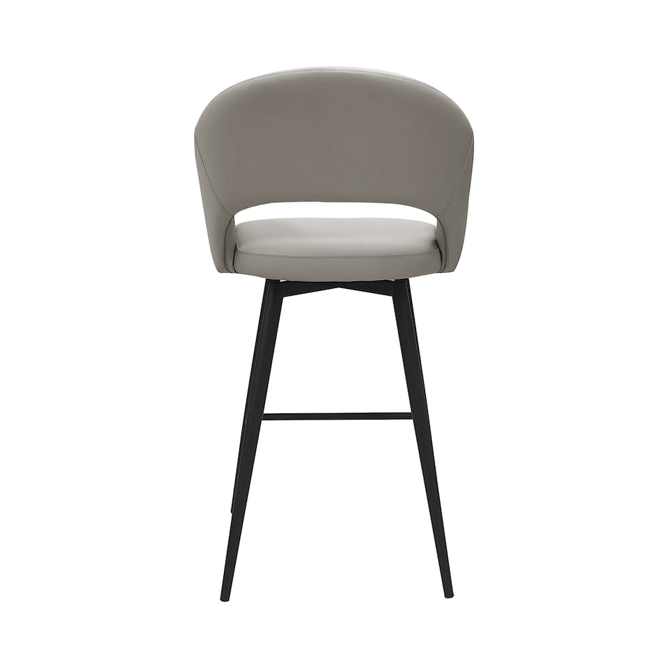 image 1 of Bentley Designs - Sterling 180° Return Swivel Barstool With Black Sand Powder Coated Legs - Light Grey Faux Leather (Single)