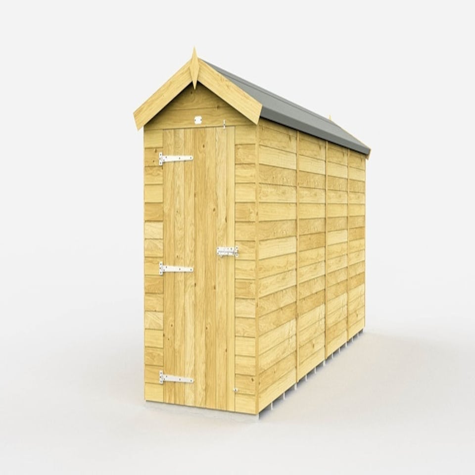 image 1 of 4 x 16 Feet Apex Shed - Single Door Without Windows - Wood - L472 x W118 x H217 cm | Brown