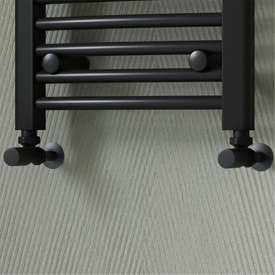 image 1 of Round - Black Radiator Valves Angled 8mm
