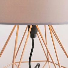 ValueLights Modern Copper Metal Basket Cage Touch Table Lamp With Grey Shade