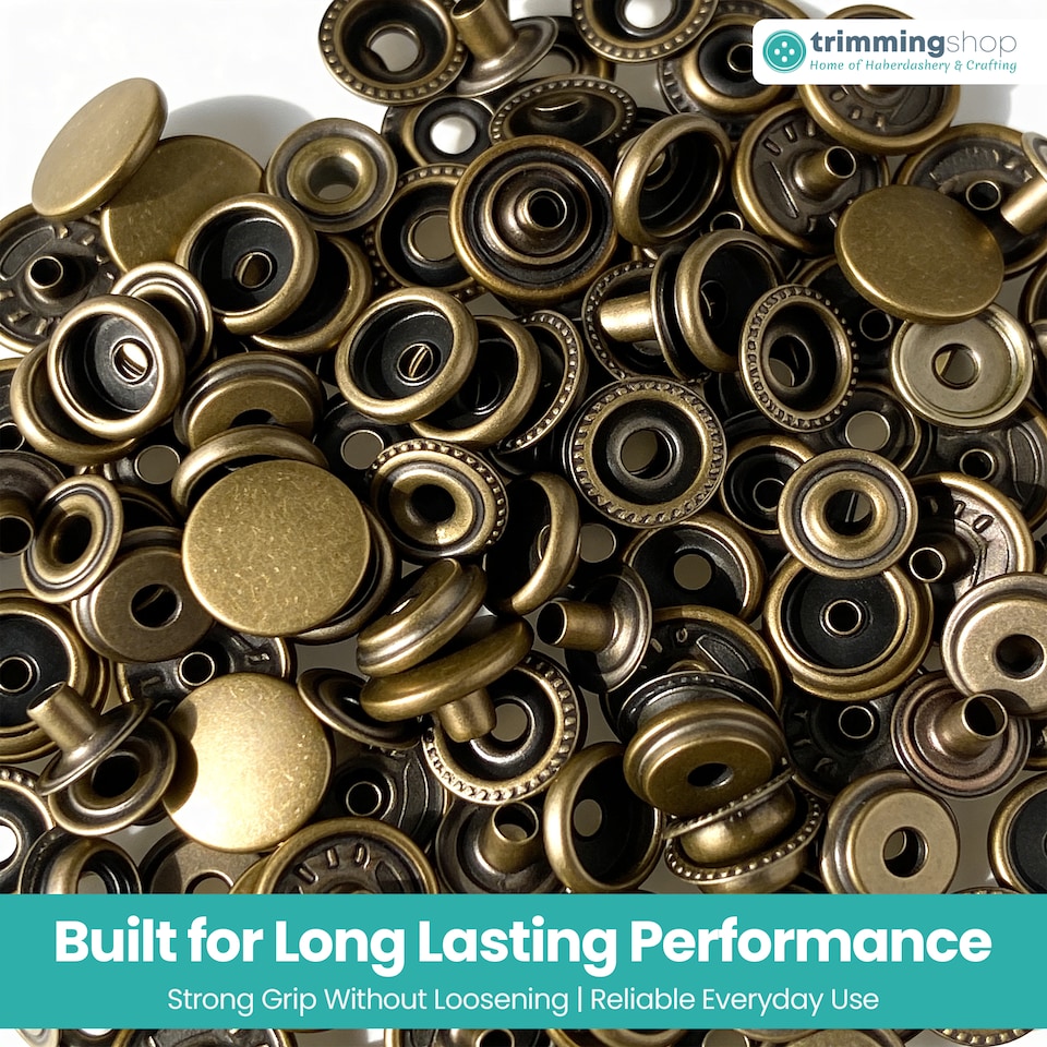 image 1 of 15mm Press Studs 4 Part No Sew Buttons, Durable & Lightweight - 100pcs