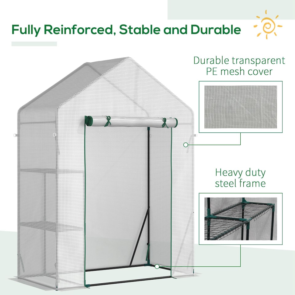 image 1 of Outsunny Greenhouse for Outdoor, Portable Gardening Plant Grow House w Shelf