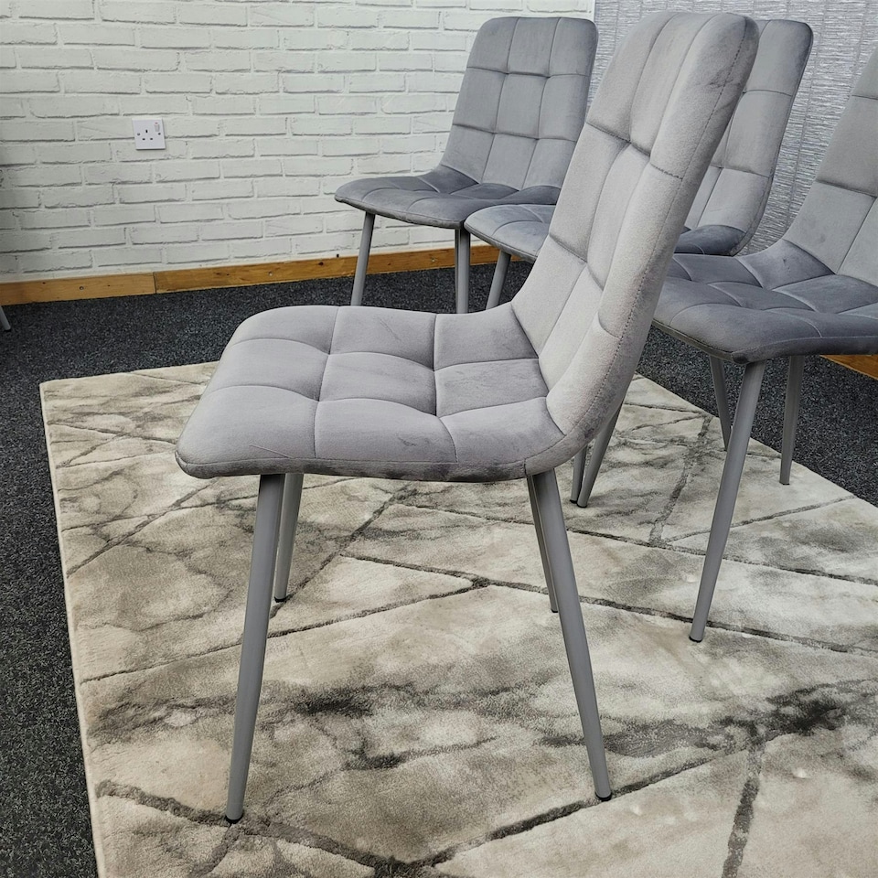 image 1 of Dining Chairs Set of 4 Grey Velvet Kitchen Chairs Grey