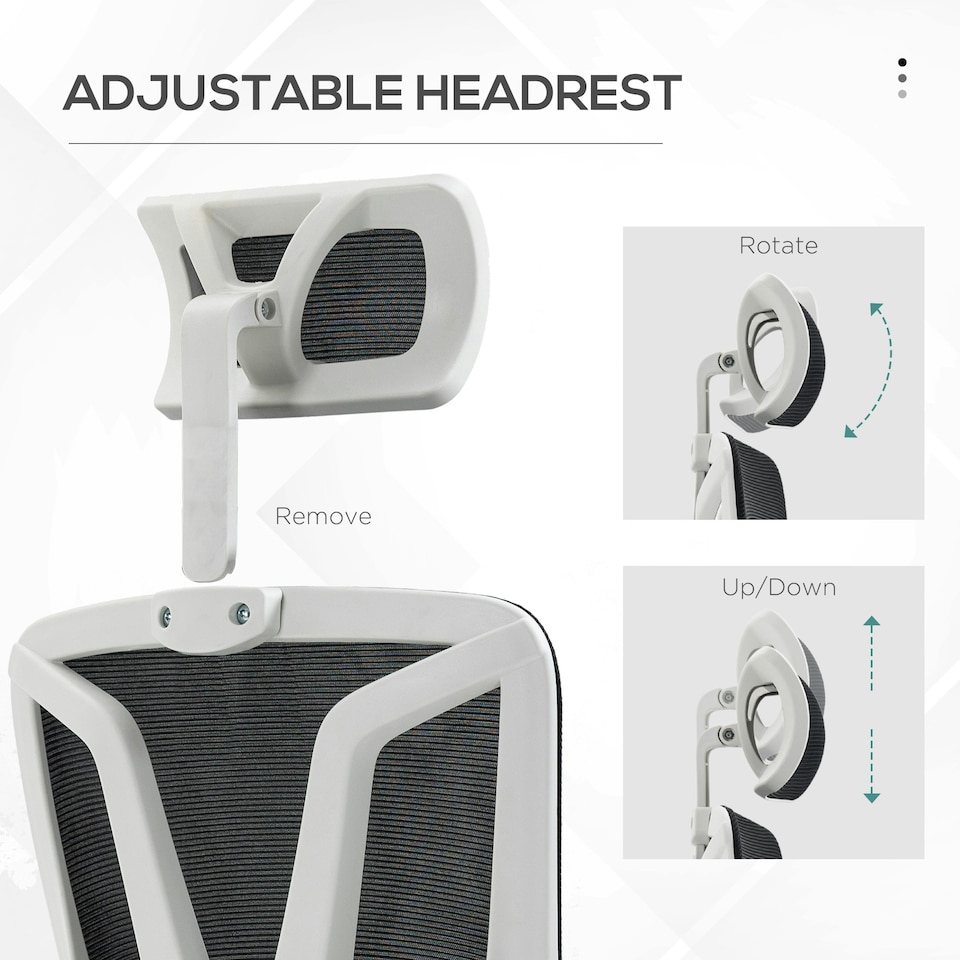 image 1 of Vinsetto Mesh Office Chair for Home with Lumbar Support, Arm, Footrest, Headrest