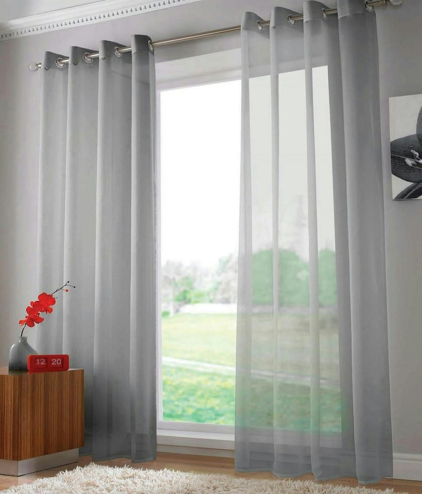 image 1 of Voile Panel - Ring Top - Silver - 145cm x 182cm | Silver
