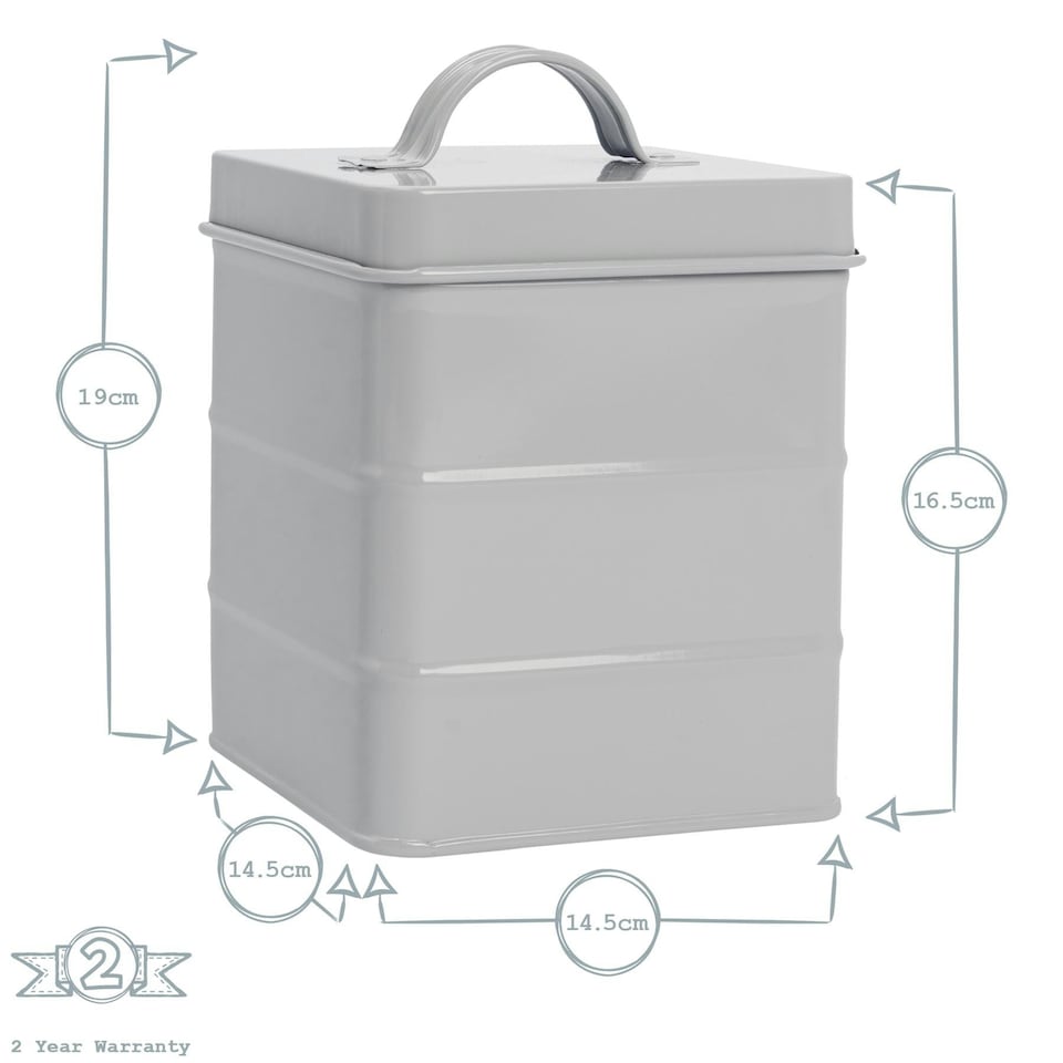 image 1 of Harbour Housewares Grey Vintage Metal Kitchen Biscuit Tin Kitchen Caddy Kitchen Storage Containers Canister
