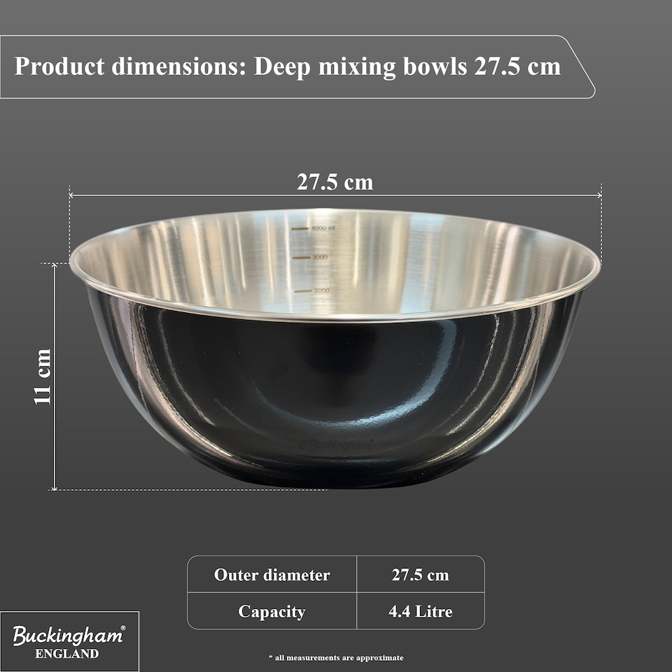 image 1 of Buckingham Stainless Steel Deep Mixing Bowl 27.5 cm, Black