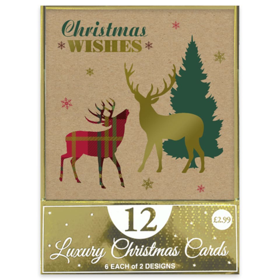 image 1 of Tartan Stag Christmas Greeting Cards - Pack of 12