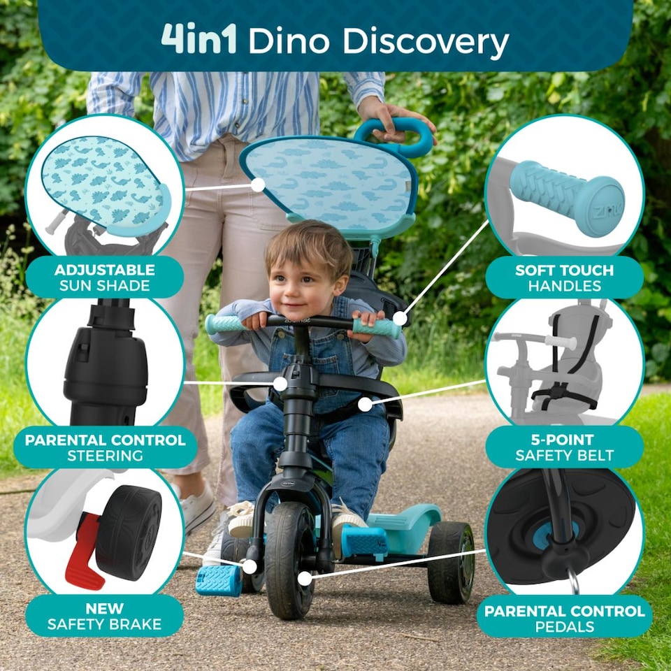 image 1 of Zoomee 4 in 1 Trike - Dino Discovery