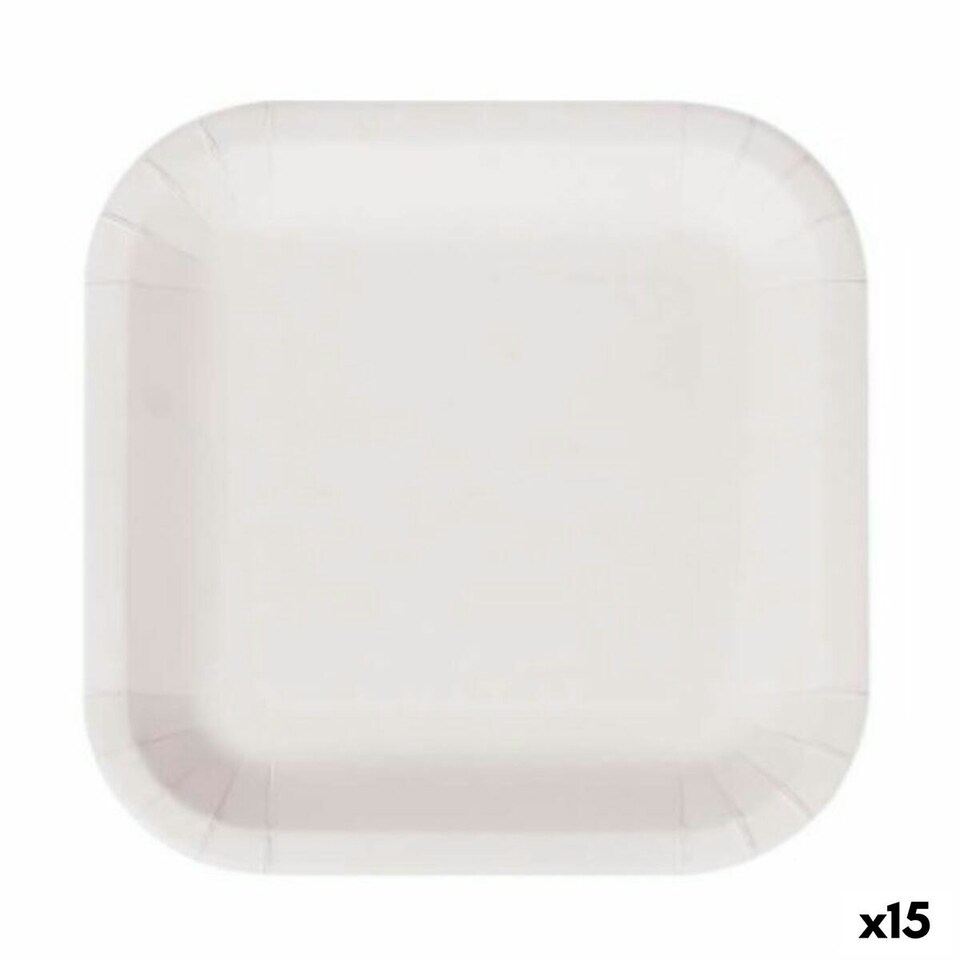 image 1 of Plate set Algon Disposable White Cardboard Squared 26 cm (15 Units) N/A