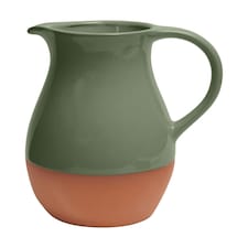 Sintra Glazed Terracotta Jug - Olive Green