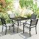 image 2 of Outsunny Garden Table with Parasol Hole for Four, Slatted Metal Plate Top Black