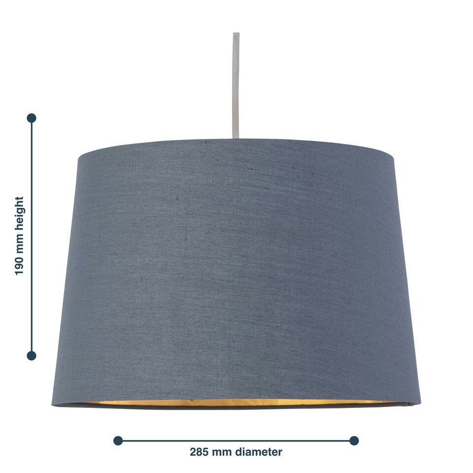 image 1 of First Choice Lighting Set of 2 Zoey Dark Grey with Gold Inner Easy Fit Pendant or Lamp Shades Grey | Gold